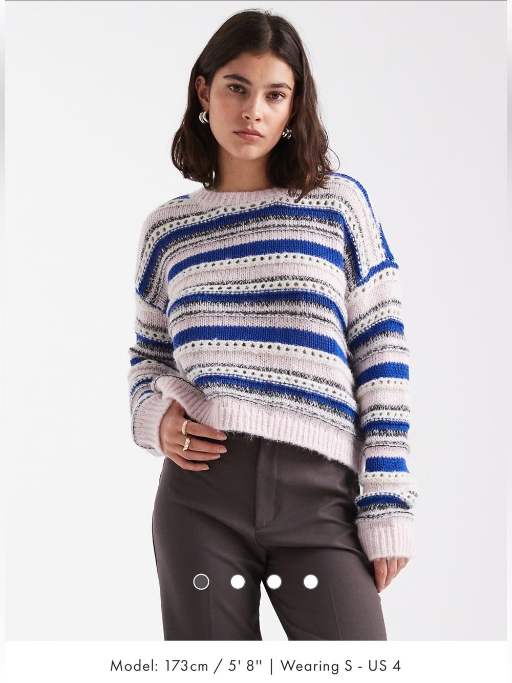 ASOS Pink Blue Striped Textured CrewNeck Knit Sweater Size Large NWT